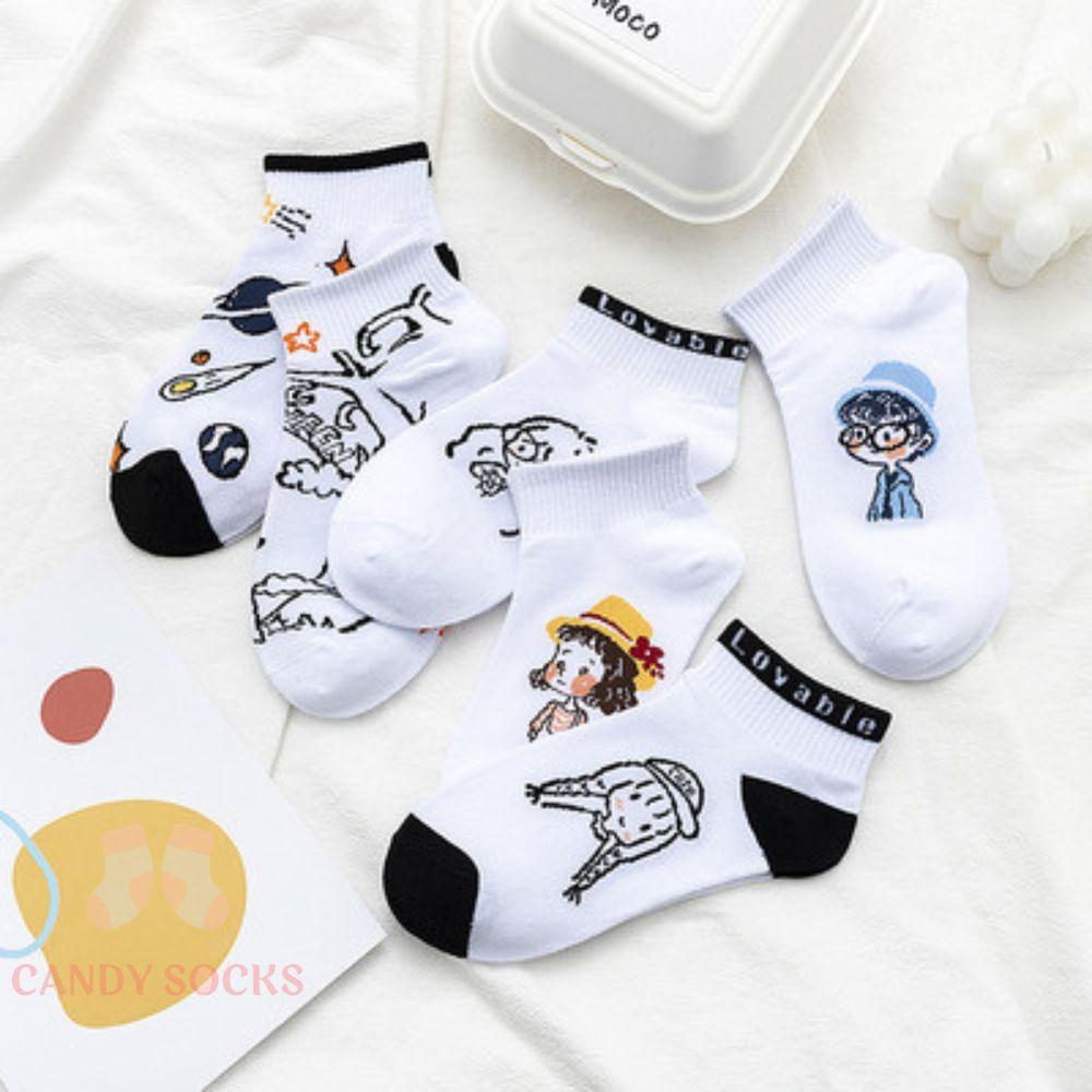 Tất nữ vớ nữ cổ thấp, Set 6 đôi tất Unisex phong cách Hàn Quốc, co dãn 4 chiều, chất liệu cotton Hàn cao cấp TN-070