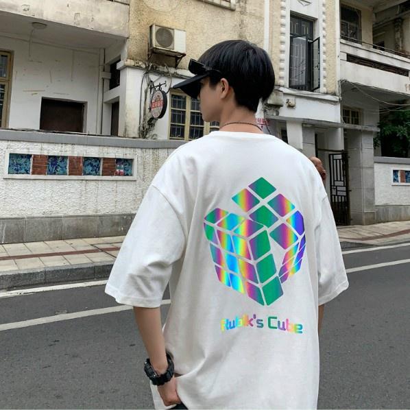 Áo thun phản quang 7 màu RUBIKS CUTE trẻ trung năng động chất cotton 4 chiều siêu thấm hút,áo thun phản quang 7 màu mông phom rộng chất cotton