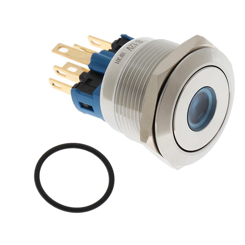 Push Button Switch 1NO 1NC SPDT ON/OFF with LED for 22mm Mounting Hole 12V