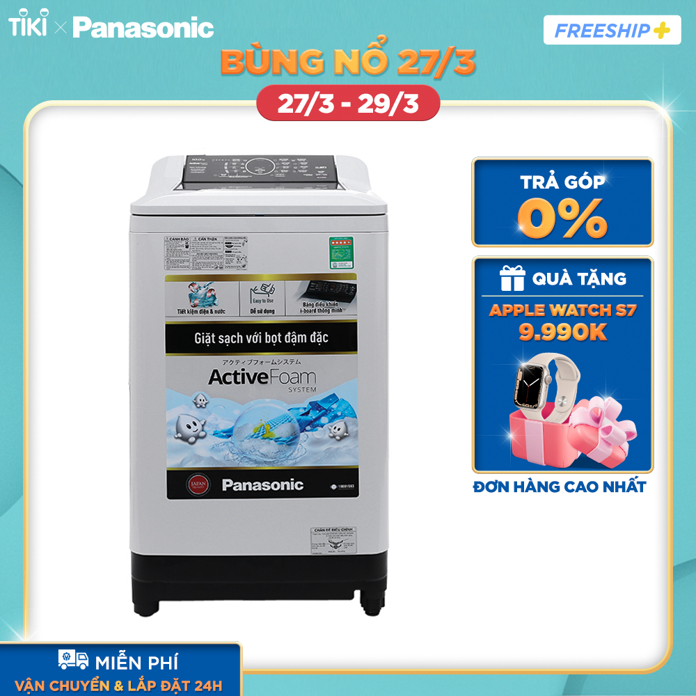 [Lắp đặt trong vòng 24h] Máy Giặt Cửa Trên Panasonic 10 Kg NA-F100A4GRV - Siêu Bọt Mịn Tách Bẩn - Hàng chính hãng