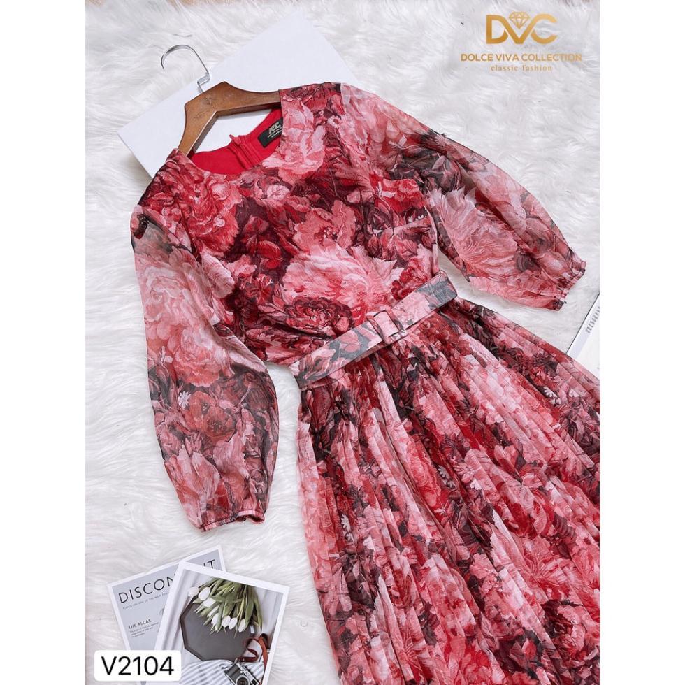 Đẹp Shop DVC Váy xòe hoa chân dập li V2104 - Kèm video và ảnh trải sàn