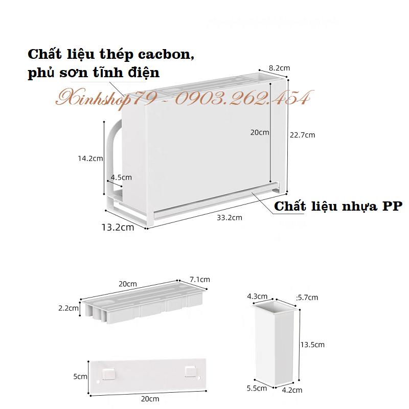 Kệ để dao thớt, đũa thìa cao cấp, chất liệu thép cacbon sơn phủ tĩnh điện kháng khuẩn, bền đẹp, giá cắm dao thớt đa năng