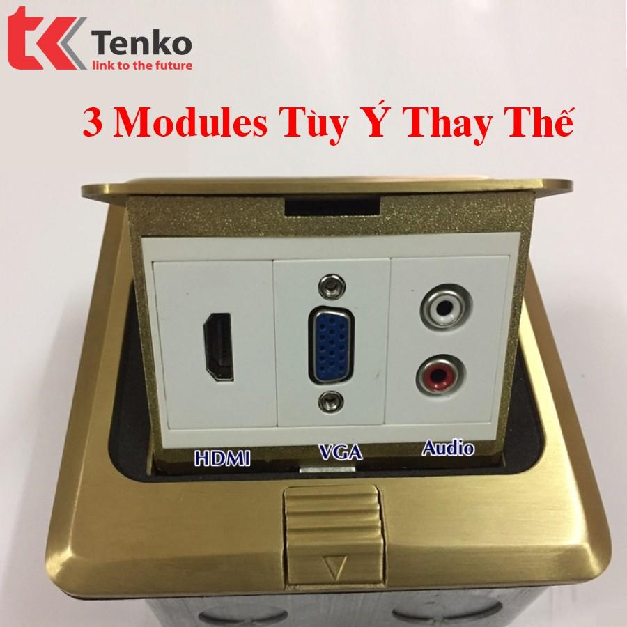 Ổ Cắm Điện Âm Sàn Đa Năng 3 Modules Bằng Đồng Tenko TK-J02-14
