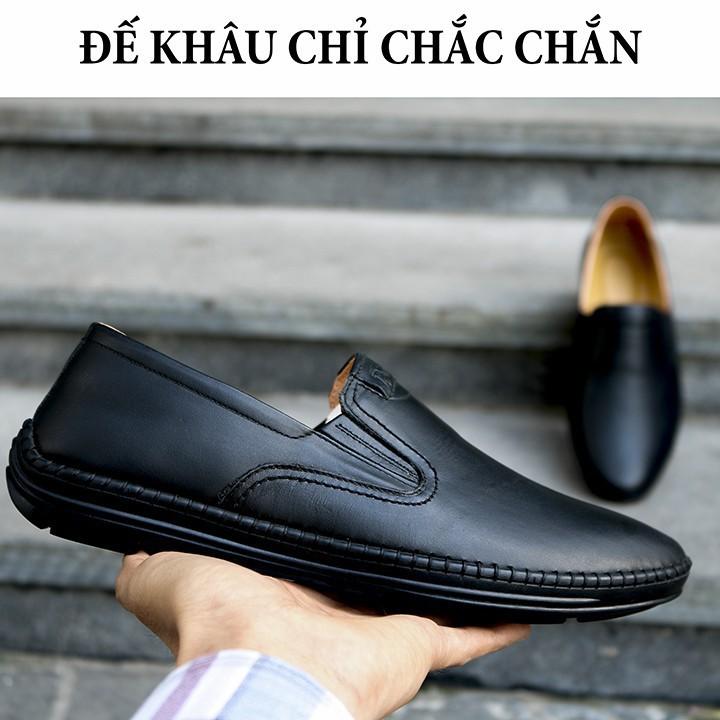 Giày Lười Nam Da Bò Đế Khâu Mã SL01