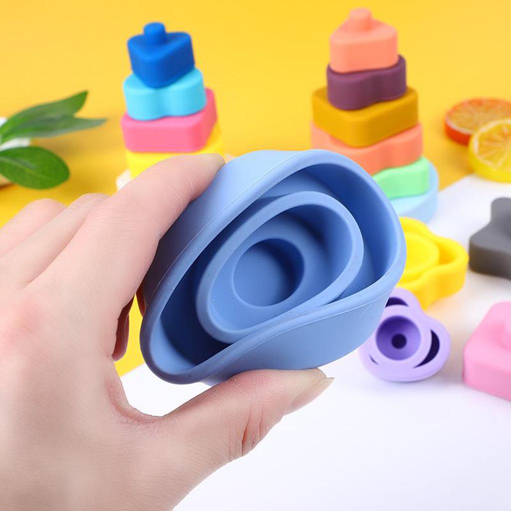 Montessori Toy Stacking Toys Silicone Educational Building Blocks Style 1