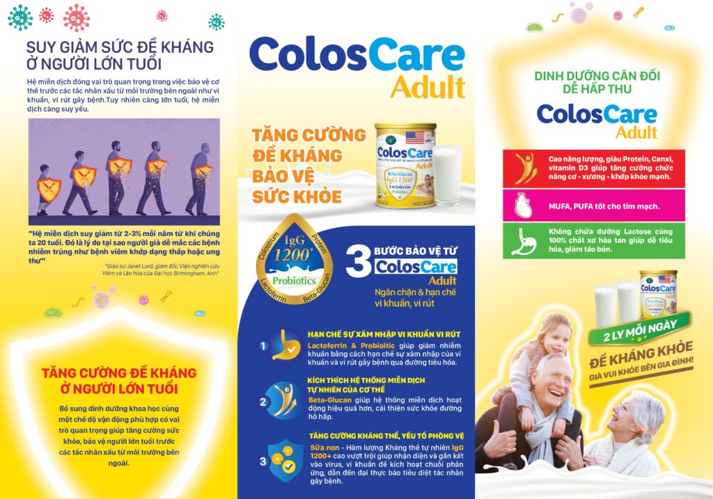 Sữa ColosCare Adult - dinh dưỡng tăng sức đề kháng người lớn tuổi (400g)