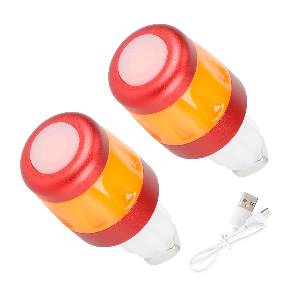 2pcs Electric Scooter Handlebar Lights LED Warning Light Handlebar Plug Waterproof & Dustproof