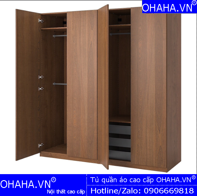 TỦ QUẦN ÁO GỖ CÔNG NGHIỆP CAO CẤP 4 CÁNH OHAHA - TQA003