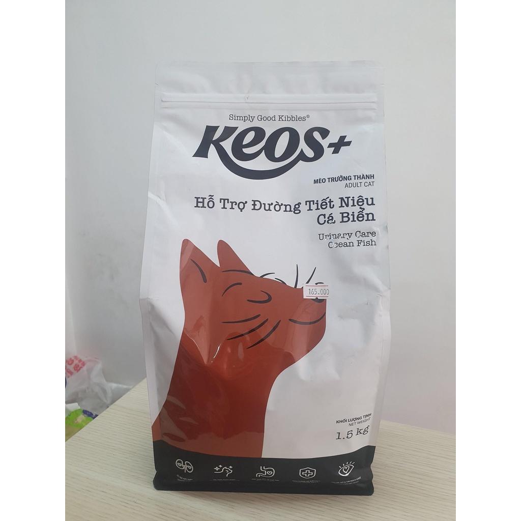 Thức ăn cho mèo trưởng thành Keos Plus hỗ trợ đường tiết niệu vị cá biển gói 1.5kg