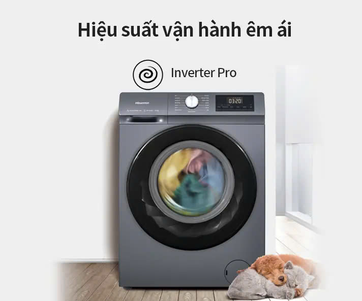 Máy giặt Hisense Inverter Pro 10.5 kg WF105N1 Giặt hơi nước diệt khuẩn, bảo hành 3 năm - HÀNG CHÍNH HÃNG