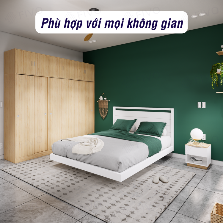 Tủ Treo Quần Áo Cửa Lùa Gỗ MDF Lõi Xanh Chống Ẩm Cao Cấp FC31 FIVO, Nhiều Ngăn Đựng Đồ, Không Gian Hộc Tủ Trên Rộng Rãi - Màu Gỗ