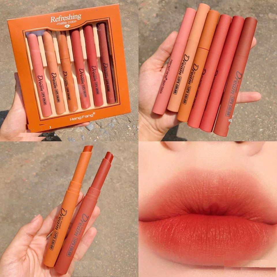 Set 6 cây son thỏi dream Refreshing matte color-HengFang