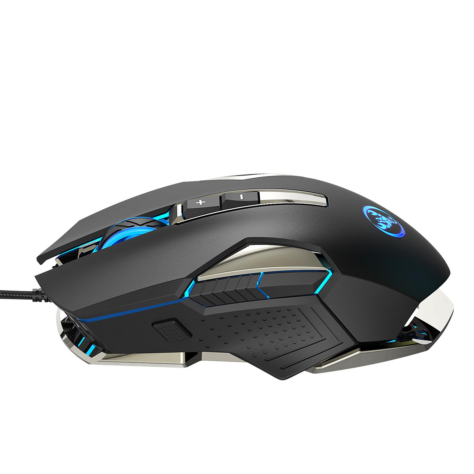 HXSJ X200 8 Keys Wired Gaming Mouse Macro Programming Mouse with 4-gear Adjustable DPI Colorful Lighting Effects