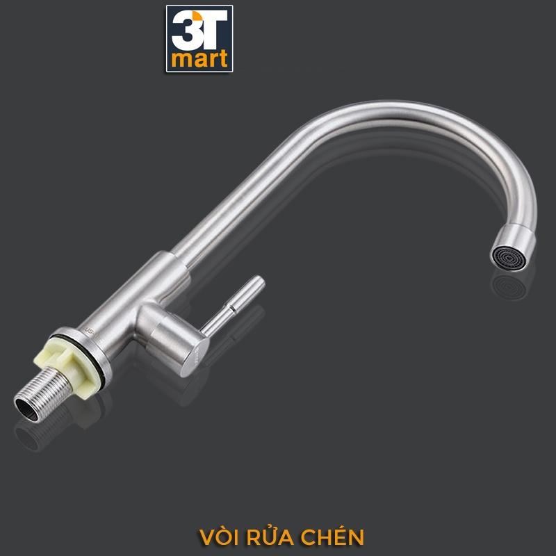 Vòi rửa chén bát lạnh cao cấp inox 304 xoay 360° C'MON VBL-02 + TẶNG vòi điều hướng 360