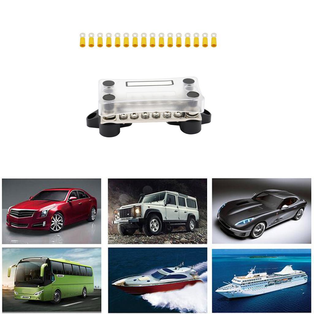 Marine Boat 100A Dual Bar Power Distribution Block for 16 Terminals