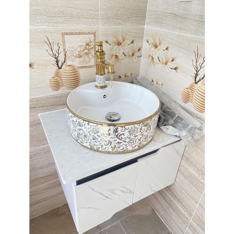 Vòi Lavabo Mạ Vàng Hoa Văn Nghệ Thuật Cao 20cm và 30cm
