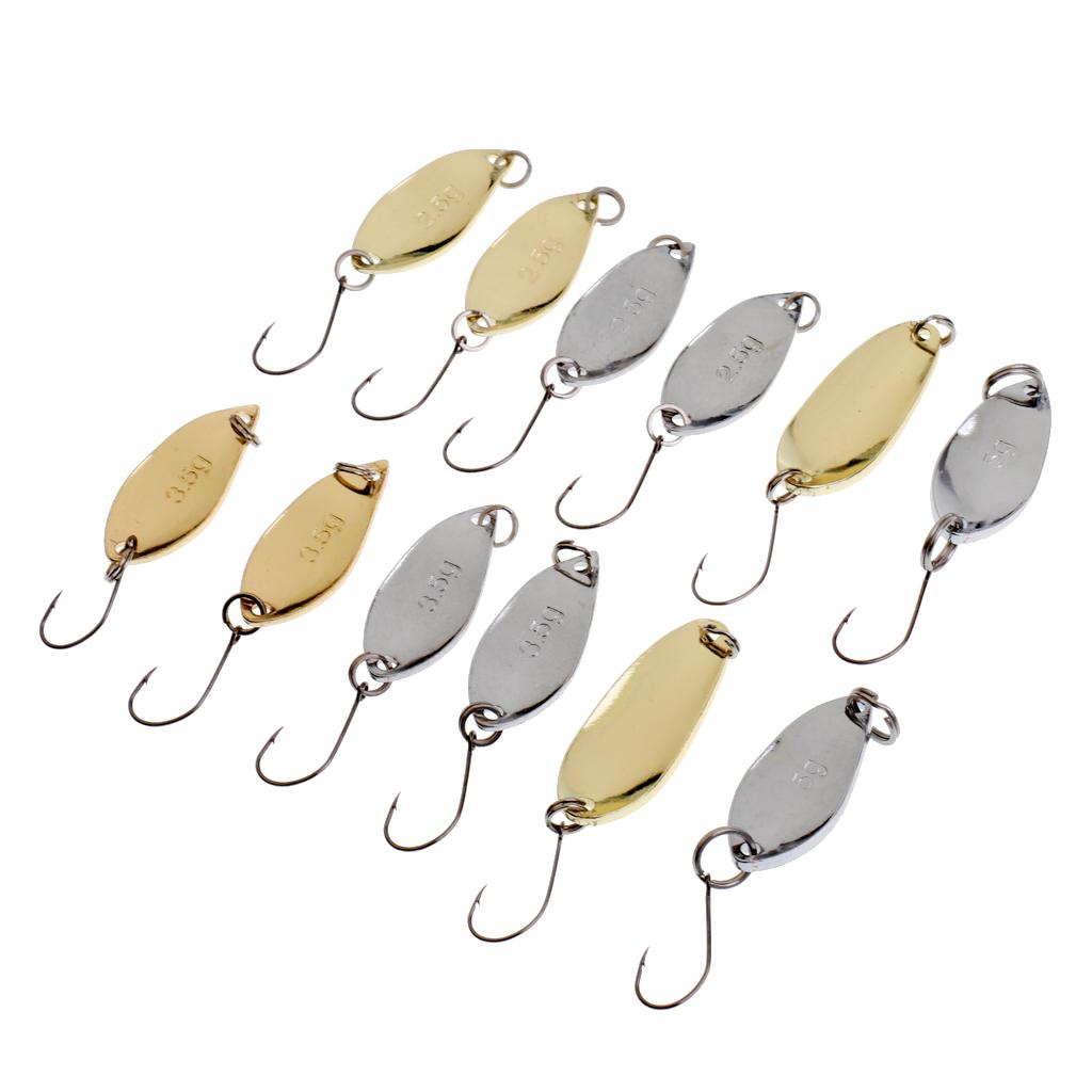 Lot 12 Carp Fishing Spinner 2.5/3.5/5g Hard Bait Spoon Hook Metal Bass Lure