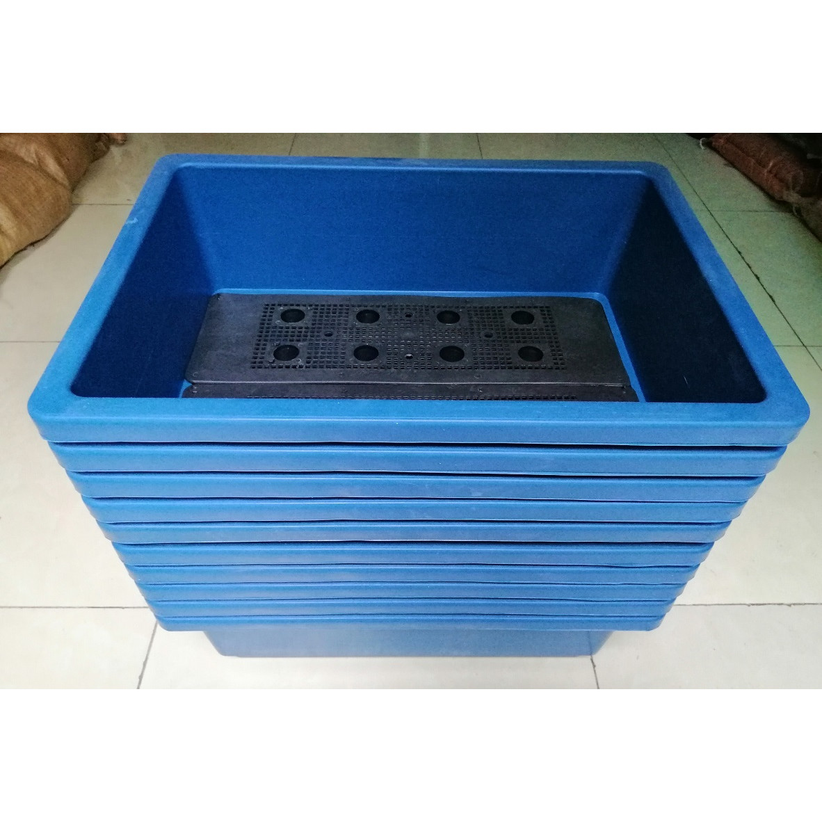 10 KHAY NHỰA TRỒNG RAU KÍCH THƯỚC 47X33X16CM - MÀU XANH