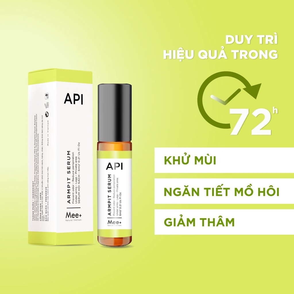 Serum Giảm thâm nách, khử mùi hôi nách API Mee Natural 6ml