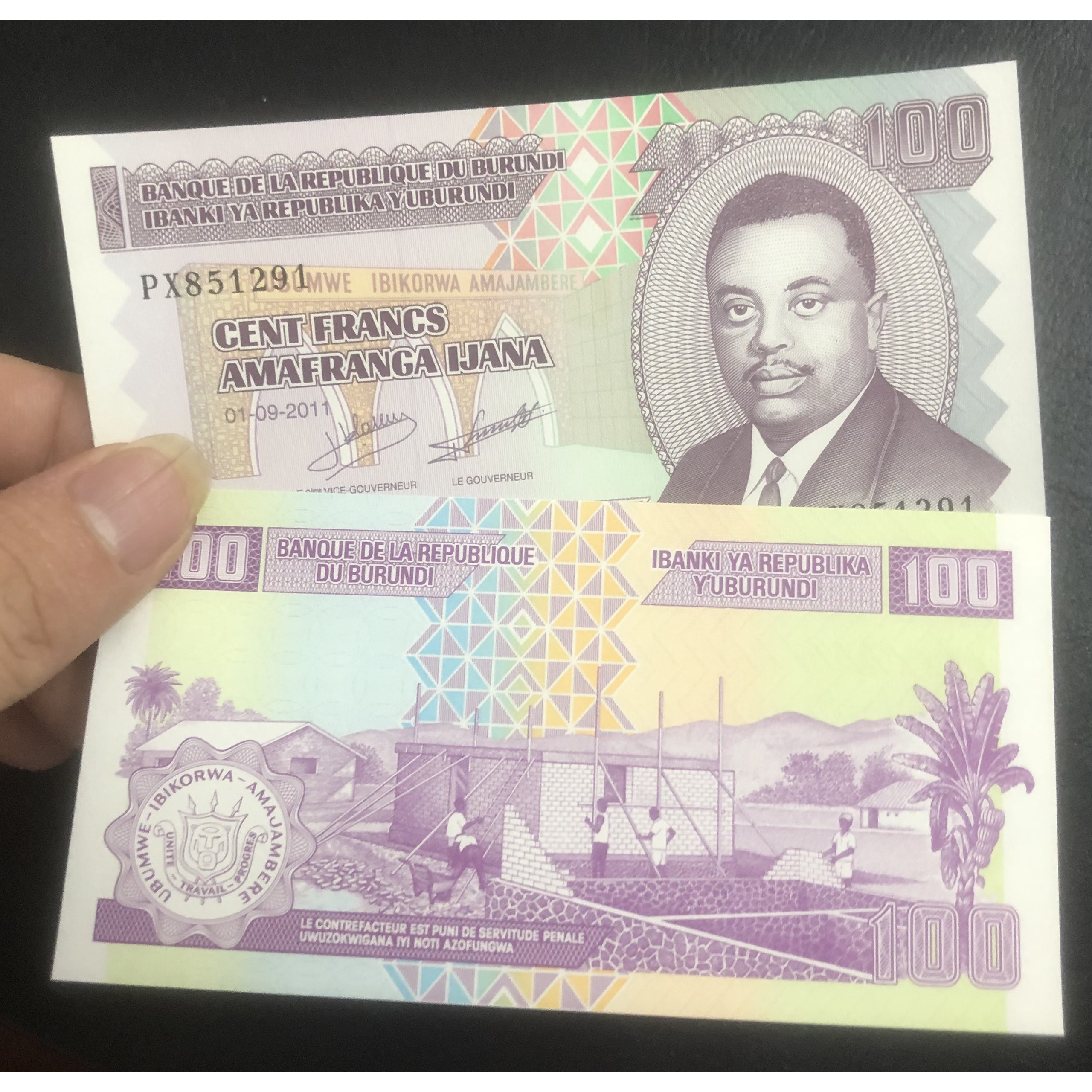 Tiển cổ thế giới Burundi 100 cent franc sưu tầm