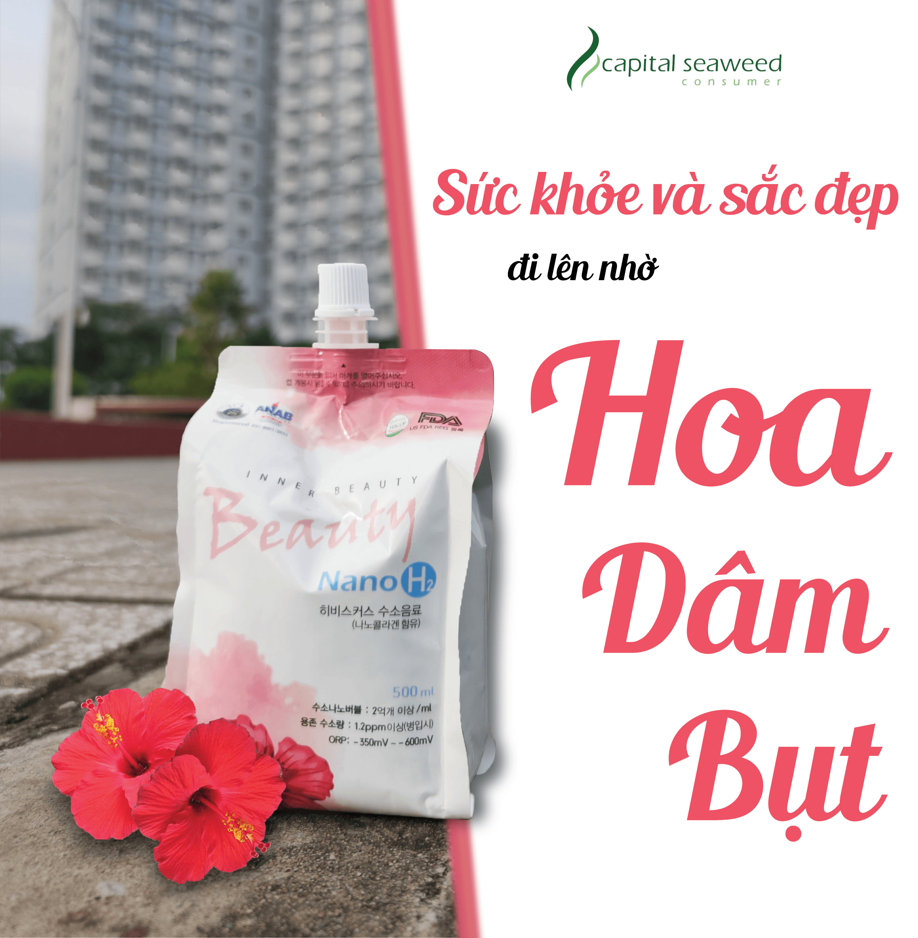 Nước Giải Khát Hydrogen Nano Beauty Giúp Thanh Lọc Cơ Thể - Một gói 500ml