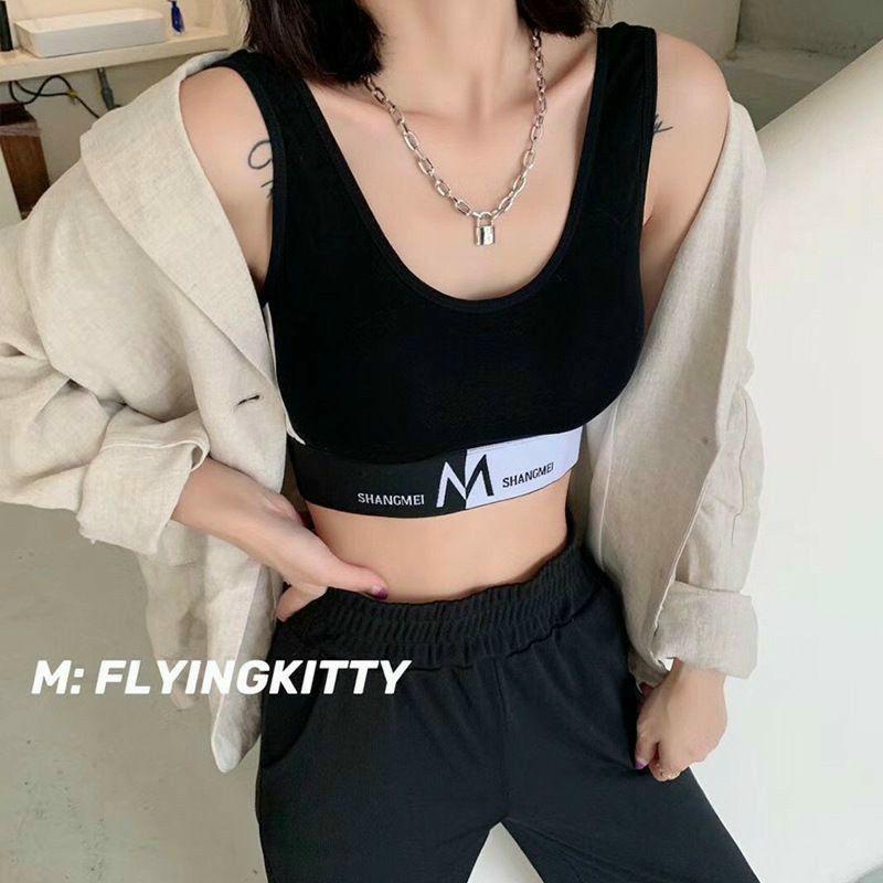 Áo bra M31, Bra thể thao phối sọc dáng croptop chất thun dệt thấm hút mồ hôi