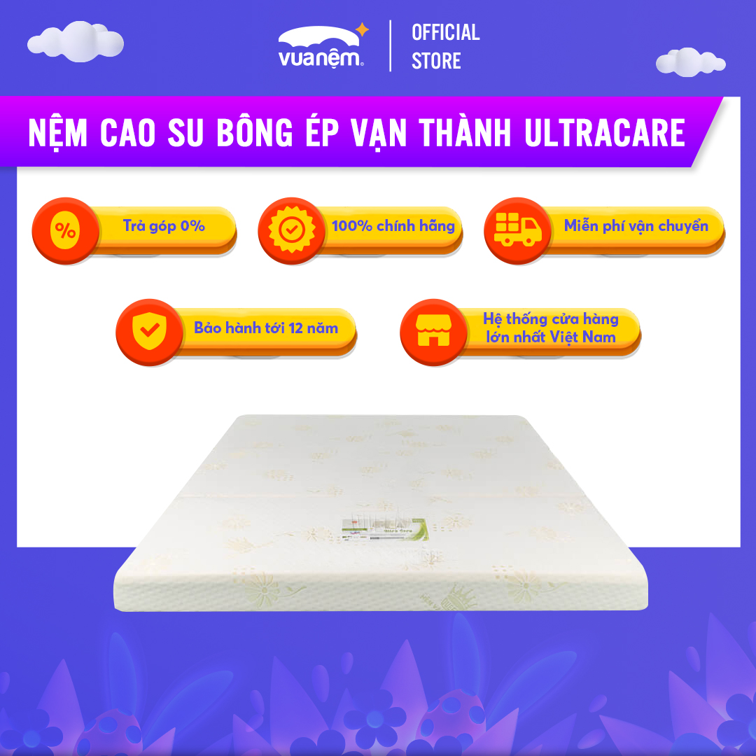 [Xả tồn đón tết] Nệm cao su bông ép Vạn Thành UltraCare có cấu trúc vững chắc, thiết kế nhẹ nhàng, tiện dụng, bảo vệ xương cột sống (Giao màu ngẫu nhiên