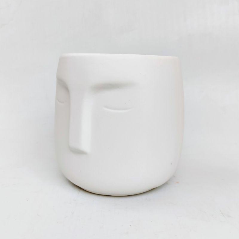 Chậu sứ trồng cây hình mặt người, decor nội thất văn phòng đẹp, phù hợp trồng cây để bàn, gốm Bát Tràng đẹp