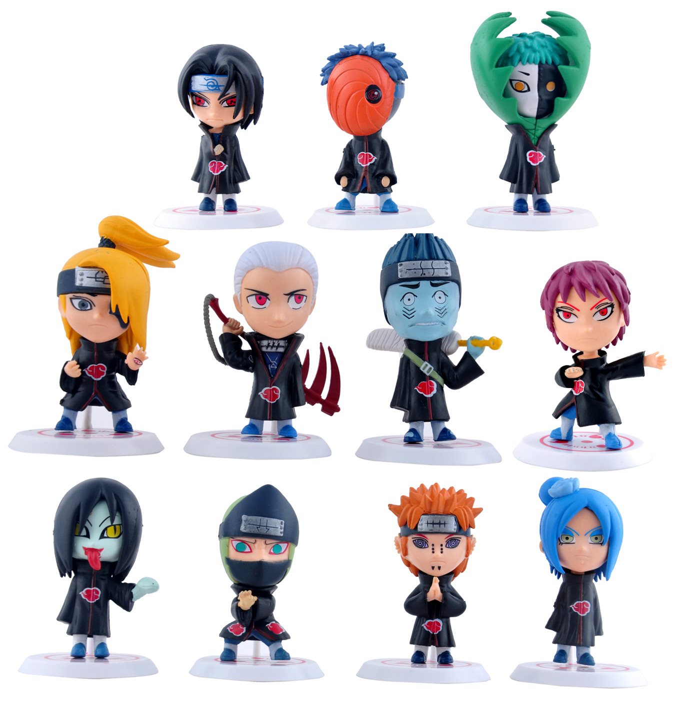 Set Combo 11 Mô Hình Nhân Vật Hoạt Hình Naruto Shippuden Konan Zetsu Deidara Kisame Hoshigaki Itachi Tobi Orochimaru Hidan Sasori Kakuzu Nagato Uzumaki (Pain) Cao Cấp