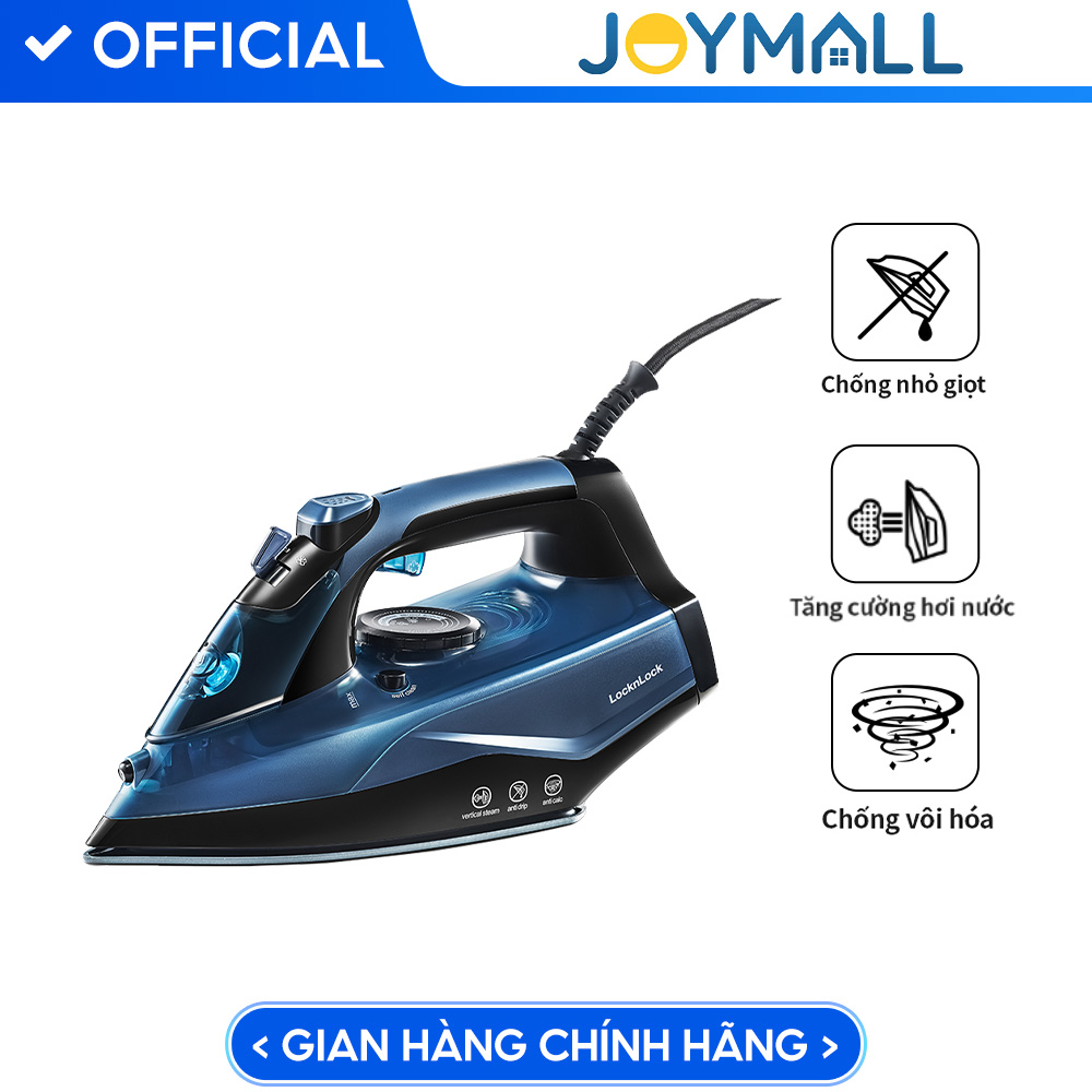 Bàn ủi hơi nước LocknLock ENI362BLU - Hàng chính hãng, tăng cường hơi nước, tự làm sạch, chống nhỏ giọt - JoyMall