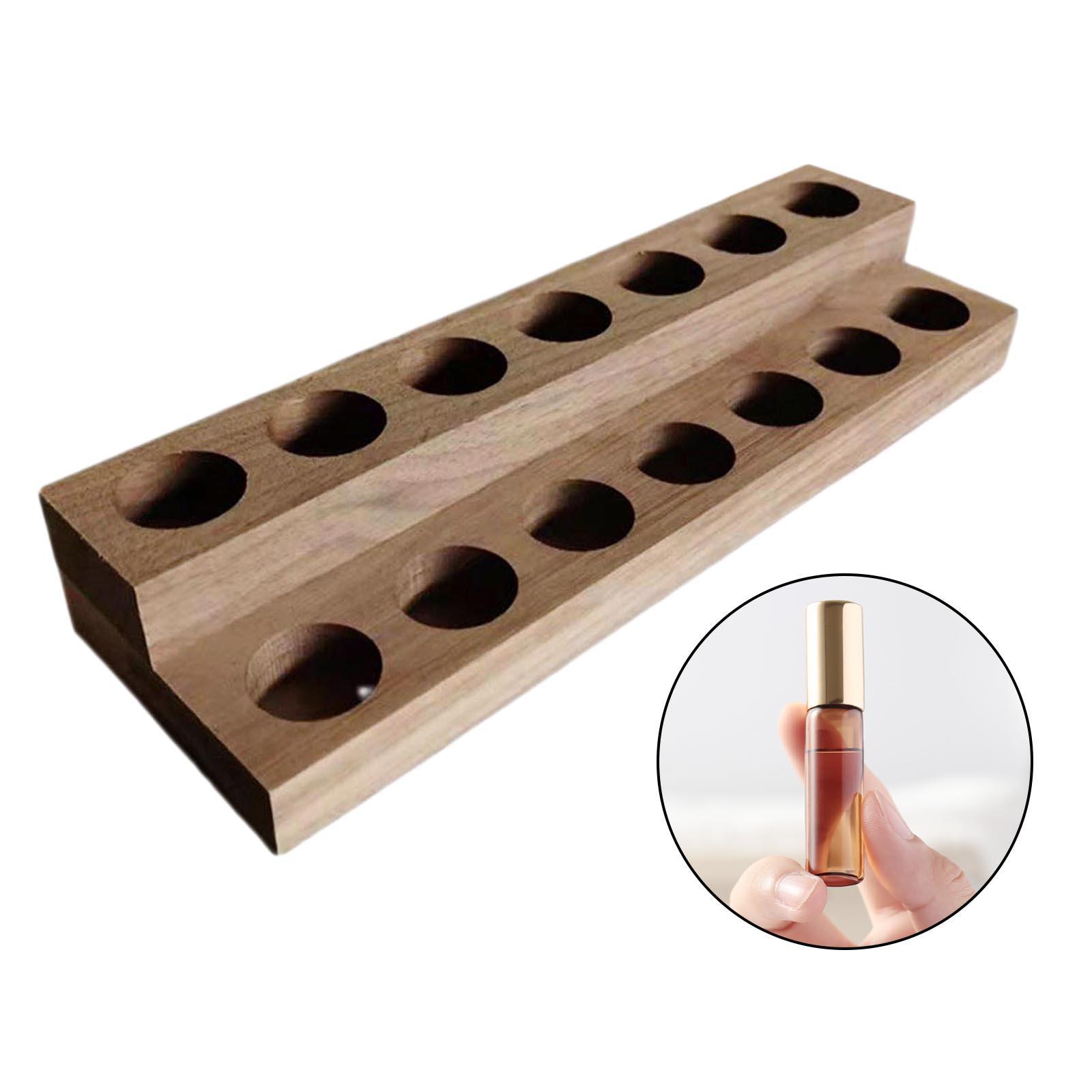 2-Tier Essential Oil Display Stand 10ml Bottles Storage Rack Shelf Walnut