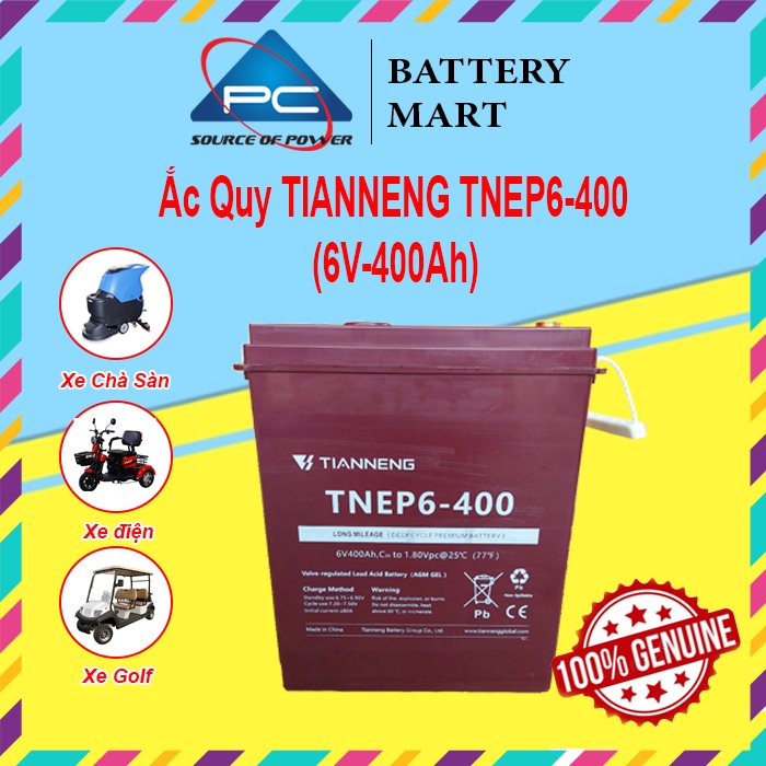 Ắc Quy Thiên Năng Tianneng TNEP6-400 , ắc quy dùng cho xe điện, xe golf, xe chà sàn