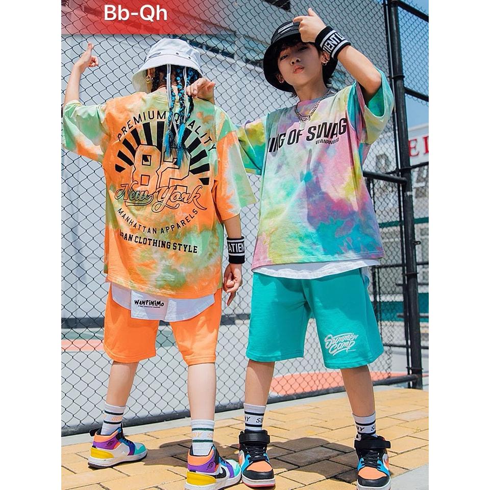 Đồ bộ cho bé trai và gái form rộng phong cách Hàn Quốc màu loang size 20-65KG chất thun cotton xịn mềm mịn mát