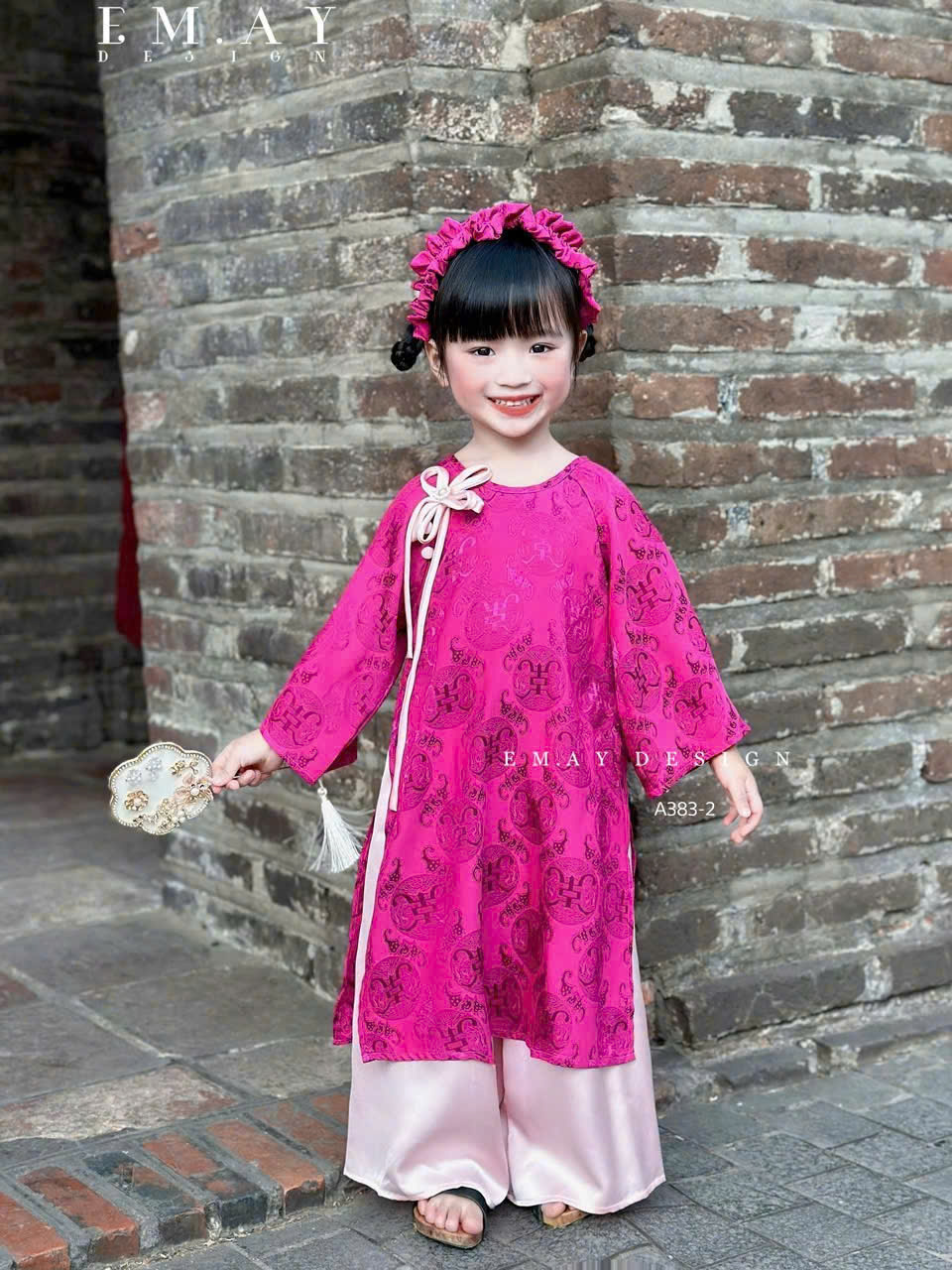 Bộ áo dài tết cho bé gái mẫu gấm xinh xắn diện tết năm mới giáng sinh noel từ 12-50kg hàng thiết kế cao cấp