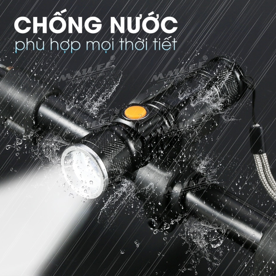 Đèn xe đạp JY-515 cho xe đạp độ sáng 600 lumens có zoom chất liệu nhôm bóng LED T6 10w - Mai Lee