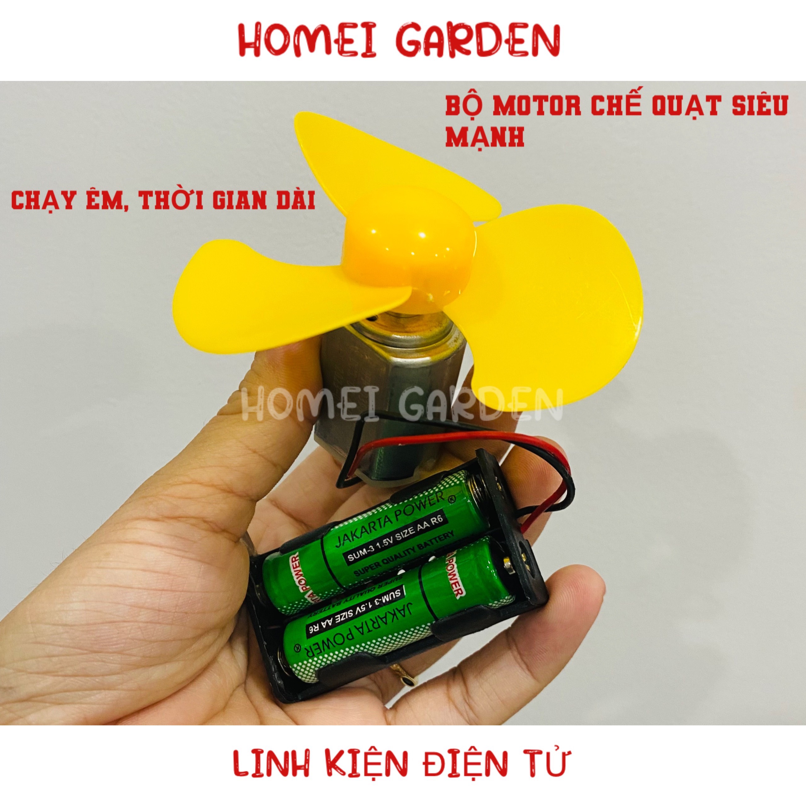 Bộ chế quạt siêu mạnh có sẵn pin rất êm bền 3V - 9V có thể chạy liên tục trong thời gian dài - CBGD3