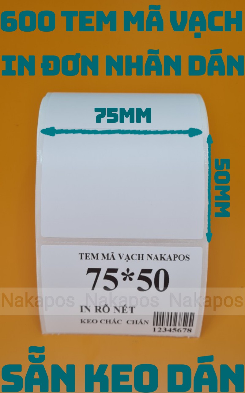 Decal nhiệt in tem nhãn 75x50 mm, cuộn 30m,20 cuộn