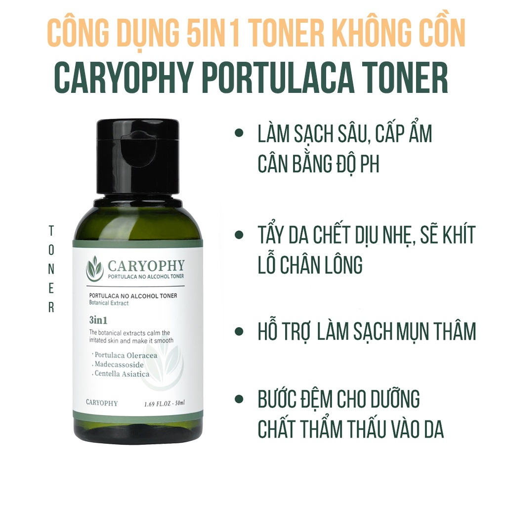 Nước Hoa Hồng Chiết Xuất Rau Má Ngừa Mụn Caryophy Portulaca Toner 50ml