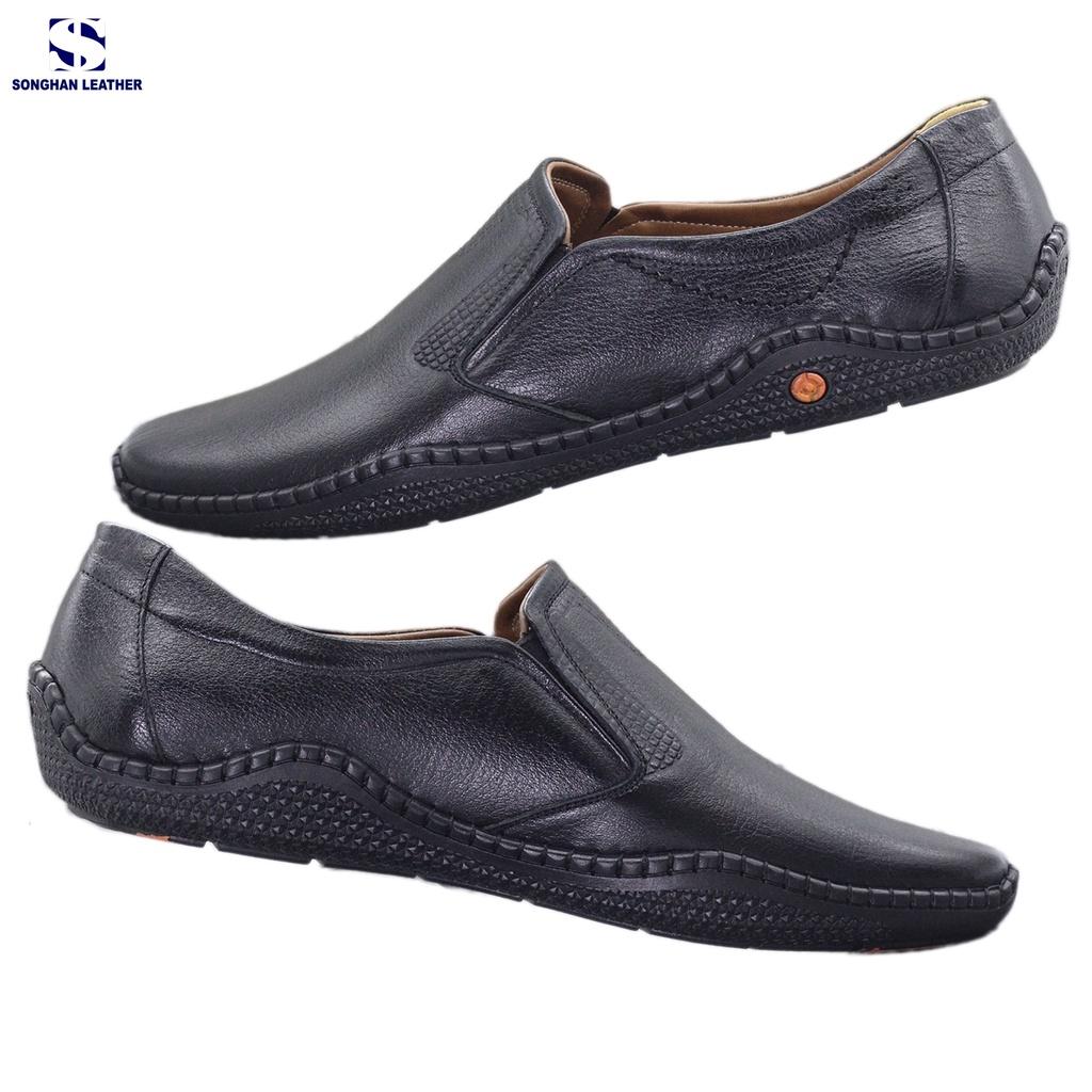 Giày Lười Bệt Nam Da Bò Vân Voi Cao Cấp Songhan Leather SM02. Giày Da Khâu Tay Thủ Công.Bảo Hành 12 Tháng