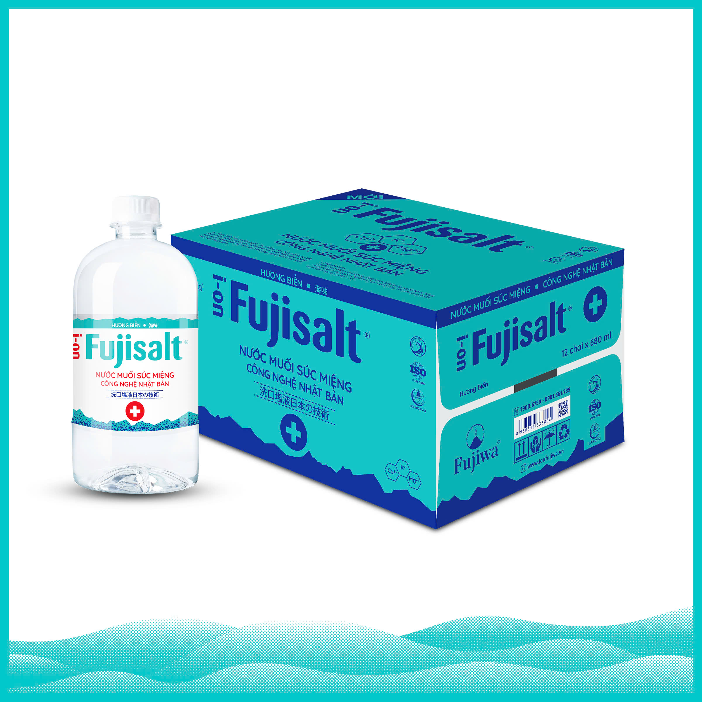 Nước Muối Súc Miệng Ion Muối Fujisalt 680ml - Bảo vệ răng miệng, Nướu, Vòm Họng khoẻ mạnh hằng ngày Nước Súc Miệng