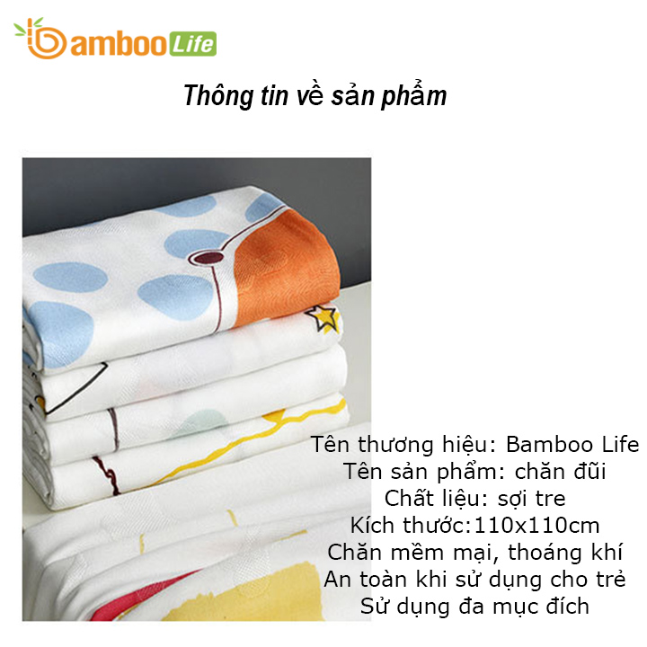 Khăn tắm sợi tre thiên nhiên cao cấp Bamboo Life kích thước 110x110 cm Khăn lau người mềm mại kháng khuẩn an toàn cho da Khăn đa năng BL038 hàng chính hãng