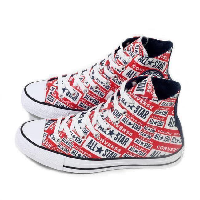 Giày Sneaker Unisex cổ cao màu đỏ Converse Chuck Taylor All Star Logo Play Hi Red - 166984V