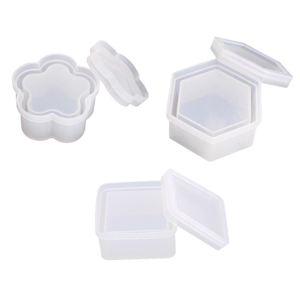 3Pcs UV Resin Molds Box DIY Jewelry Storage Holder Container Craft Mould