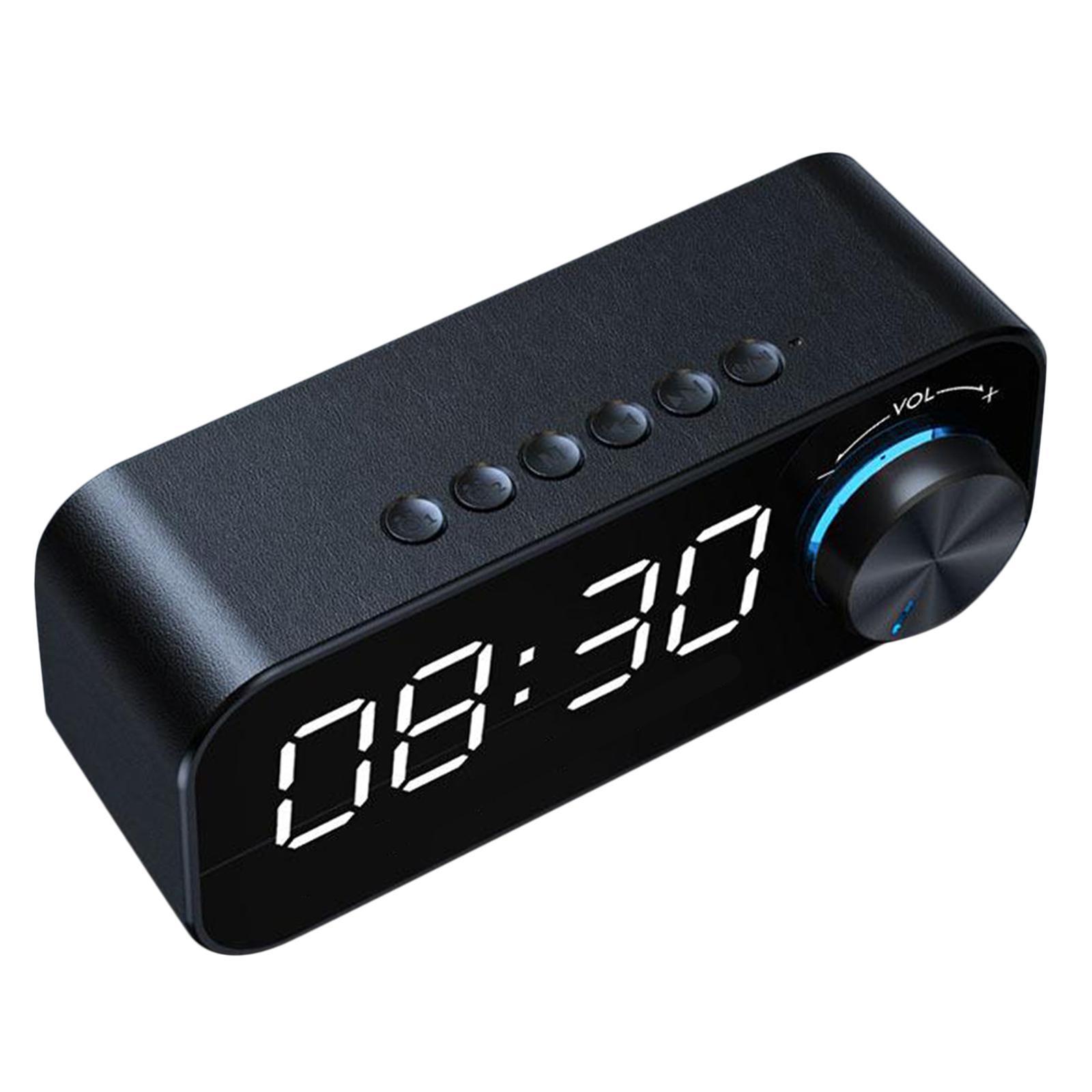 Dual Clock Bluetooth Mirror with Stereo Speaker Timer Desktop Black