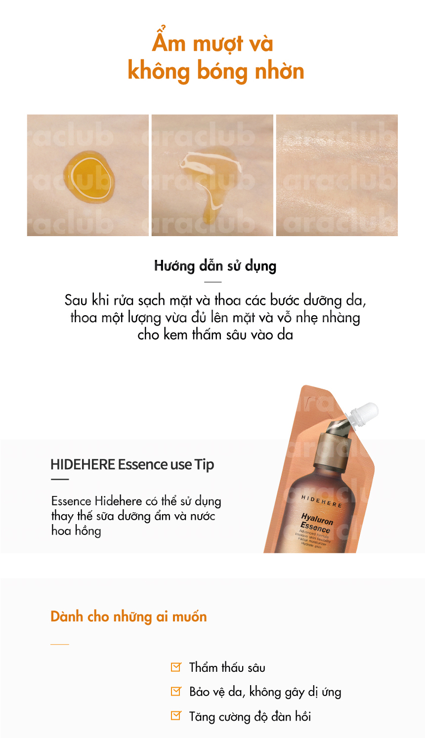 Tinh chất dưỡng sáng cấp ẩm Hidehere Hyaluron Essence 25ml