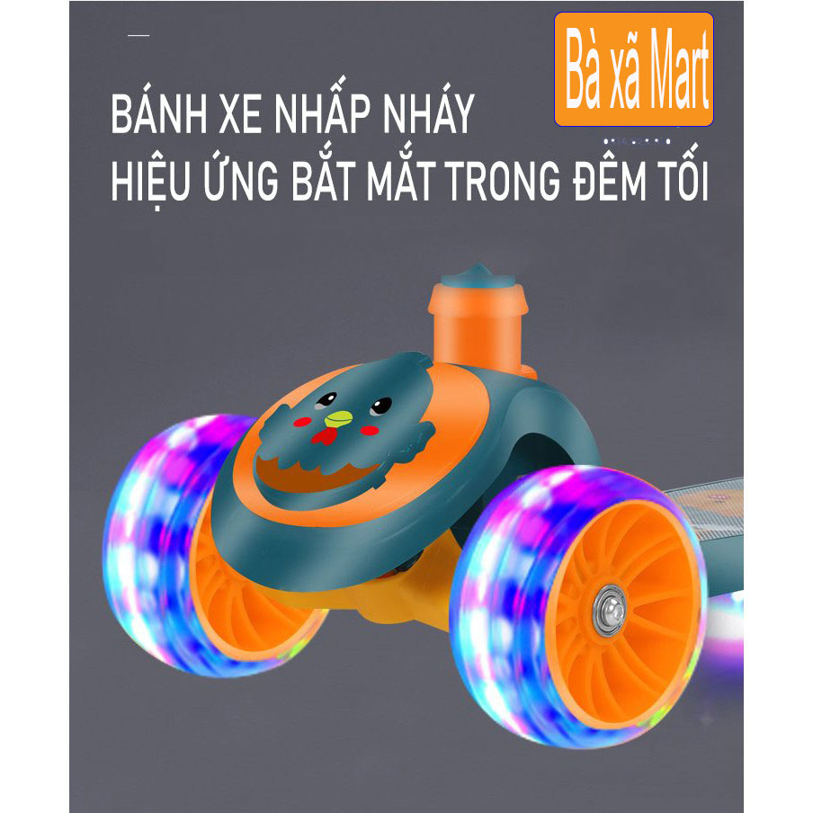 Xe Trượt Scooter  Bánh Xe Phát Sáng Vĩnh Cửu ,Có Ghế Ngồi Và Phanh An Toàn Cho Bé Chịu Trọng Tải Lên Tới 90kg