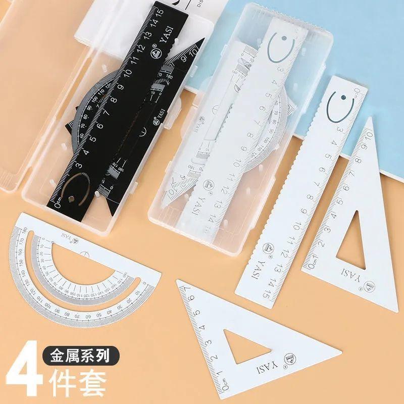 Giá thấp nhất bộ thước kim loại thước bộ 15cm thước sinh viên ins 4 bộ thước thép thước tam giác thước thước đo góc AliExpress