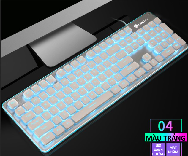 Bàn phím LANGTU L1 chuyên game mặt nhôm cao cấp full size 104 phím có đèn led viền 7 màu - Hàng Chính Hãng