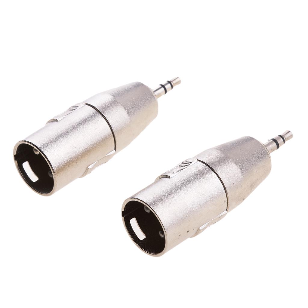 2 Pieces 3.5mm Jack Male Microphone Adapter to 3-pin XLR Male Connector for Camcorders, Recorders, & Mixers