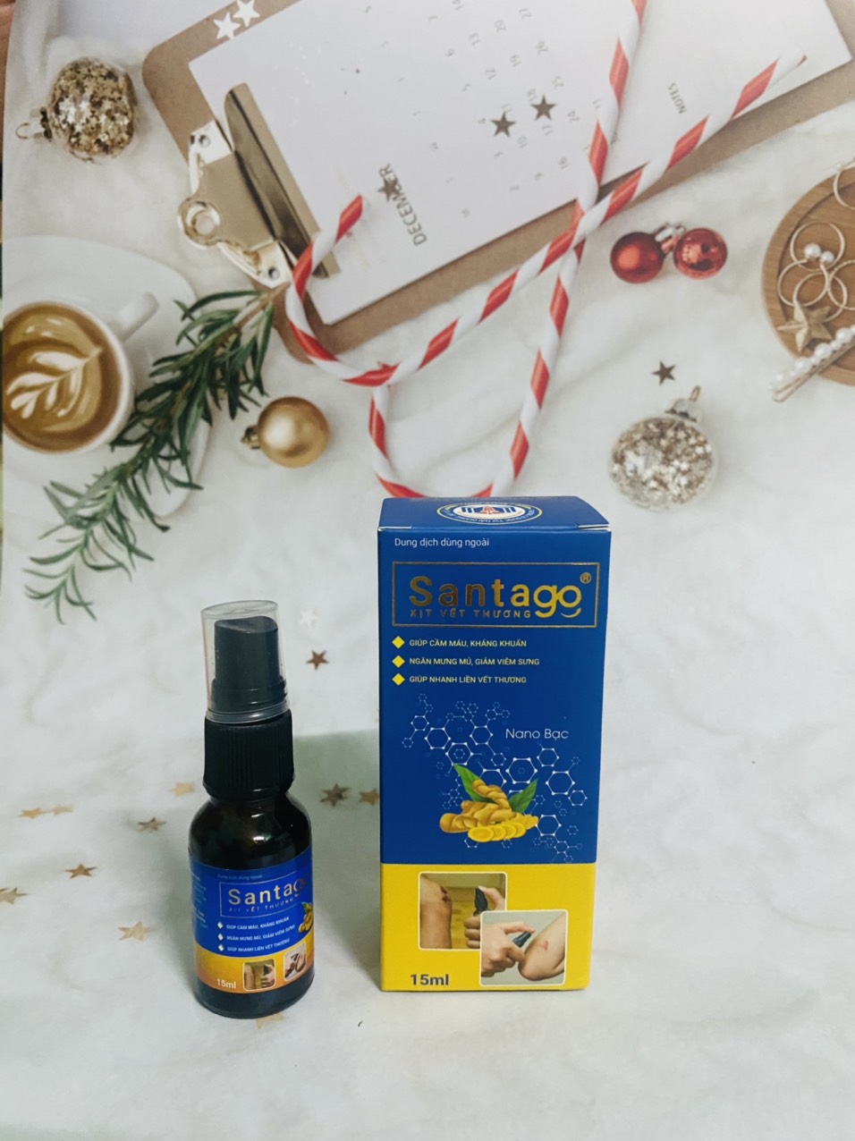 Xịt Nghệ Santago SANTAFA Giúp Nhanh Lành Vết Thương Hở Chai 15ml